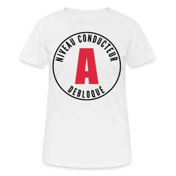 Jeune permis - T-shirt respirant Femme - blanc - Devant - AI Model Female 172 dark (172cm)