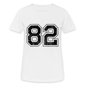 Anzahl 82 - Frauen T-Shirt atmungsaktiv - Weiß - Vorne - AI Model Female 172 dark (172cm)