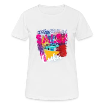 Cuba Salsa Latino Dance - Drapeau Cuba - T-shirt respirant Femme - blanc - Devant - AI Model Female 172 dark (172cm)