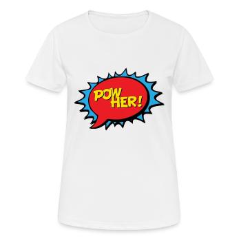 Power her Frau Energie Kraft Pop Art Comic Style - Frauen T-Shirt atmungsaktiv - Weiß - Vorne - AI Model Female 172 dark (172cm)
