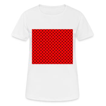 Polka Dot Noir sur rouge - T-shirt respirant Femme - blanc - Devant - AI Model Female 172 dark (172cm)