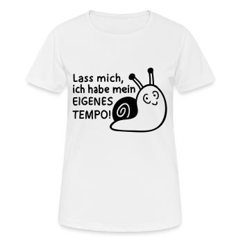 Mein Tempo - Schnecke 1 - Frauen T-Shirt atmungsaktiv - Weiß - Vorne - AI Model Female 172 dark (172cm)