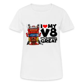 0323 Ich liebe meinen V8 - Frauen T-Shirt atmungsaktiv - Weiß - Vorne - AI Model Female 172 dark (172cm)
