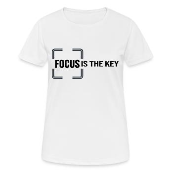 fotograf fotografieren focus objektiv - Frauen T-Shirt atmungsaktiv - Weiß - Vorne - AI Model Female 172 dark (172cm)