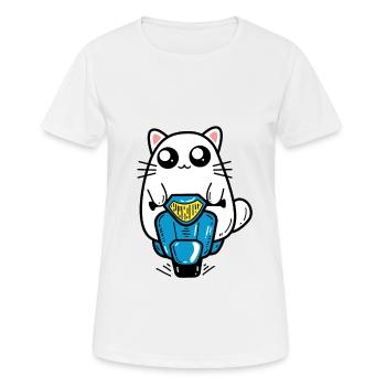 Katze Motorroller - Frauen T-Shirt atmungsaktiv - Weiß - Vorne - AI Model Female 172 dark (172cm)