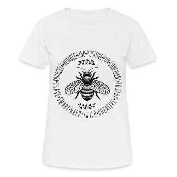 Bee Something Shirt - Frauen T-Shirt atmungsaktiv - Weiß - Vorne - AI Model Female 172 dark (172cm)