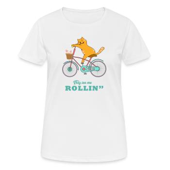 Lustige Katze - Frauen T-Shirt atmungsaktiv - Weiß - Vorne - AI Model Female 172 dark (172cm)