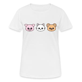 Cochon, chat et ours dans le style kawaii - T-shirt respirant Femme - blanc - Devant - AI Model Female 172 dark (172cm)