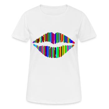 Kisses and colored lips - Women's Breathable T-Shirt - white - Front - AI Model Female 172 dark (172cm)