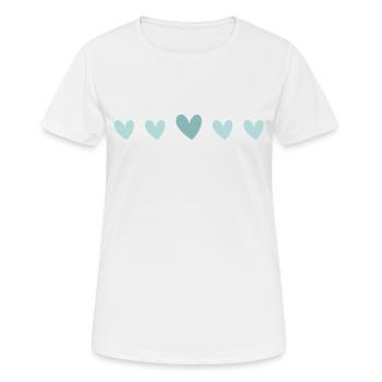 turquoise hearts - Women's Breathable T-Shirt - white - Front - AI Model Female 172 dark (172cm)
