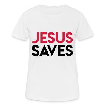 Jesus rettet - Frauen T-Shirt atmungsaktiv - Weiß - Vorne - AI Model Female 172 dark (172cm)
