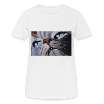 Katze Cartoon Comic - Frauen T-Shirt atmungsaktiv - Weiß - Vorne - AI Model Female 172 dark (172cm)