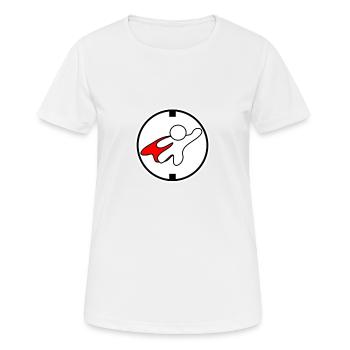 LOGO Superheld weiß rot Silhouette - Frauen T-Shirt atmungsaktiv - Weiß - Vorne - AI Model Female 172 dark (172cm)