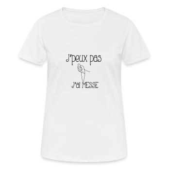 J'peux pas j'ai messe - T-shirt respirant Femme - blanc - Devant - AI Model Female 172 dark (172cm)