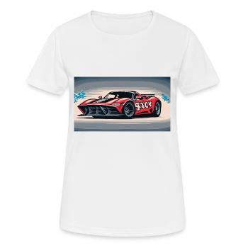 Voiture de course enveloppée dans la brume - T-shirt respirant Femme - blanc - Devant - AI Model Female 172 dark (172cm)