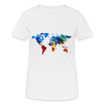 World's map - Women's Breathable T-Shirt - white - Front - AI Model Female 172 dark (172cm)