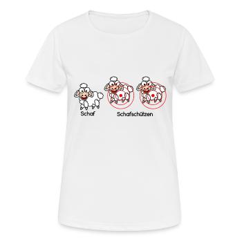 Schaf vs Schafschützen #Schafmania - Frauen T-Shirt atmungsaktiv - Weiß - Vorne - AI Model Female 172 dark (172cm)