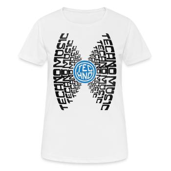 | de chemise Techno Graphique Text Graphic DONNEZ-MOI DE LA MUSIQUE TECHNO - T-shirt respirant Femme - blanc - Devant - AI Model Female 172 dark (172cm)
