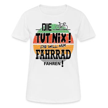 Fahrradfahrerin E Bike Die Tut Nix - Frauen T-Shirt atmungsaktiv - Weiß - Vorne - AI Model Female 172 dark (172cm)