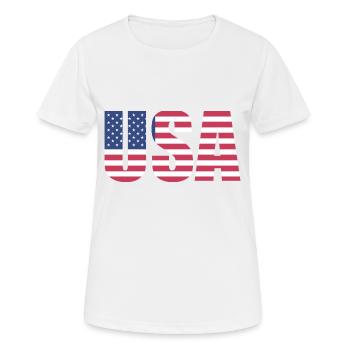 USA Stars and Stripes - Frauen T-Shirt atmungsaktiv - Weiß - Vorne - AI Model Female 172 dark (172cm)
