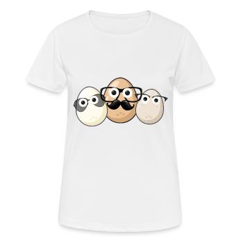 Oeufs,Oeuf,Famille d’oeufs, Famille, Verres - T-shirt respirant Femme - blanc - Devant - AI Model Female 172 dark (172cm)
