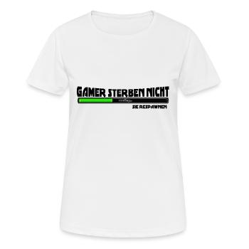 Gamer sterben nicht - Frauen T-Shirt atmungsaktiv - Weiß - Vorne - AI Model Female 172 dark (172cm)