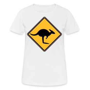 Vorsicht Känguru - Frauen T-Shirt atmungsaktiv - Weiß - Vorne - AI Model Female 172 dark (172cm)