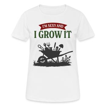 Ich bin sexy und ich lasse es wachsen - Frauen T-Shirt atmungsaktiv - Weiß - Vorne - AI Model Female 172 dark (172cm)