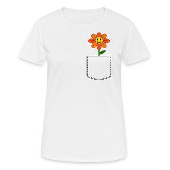 Fake Pocket Flower - Frauen T-Shirt atmungsaktiv - Weiß - Vorne - AI Model Female 172 dark (172cm)