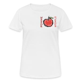 Pomme d'amour - T-shirt respirant Femme - blanc - Devant - AI Model Female 172 dark (172cm)