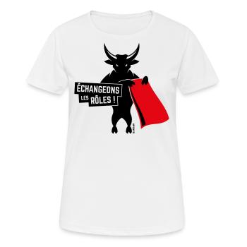 Échangeons Les Rôles ! (Contre La Tauromachie, 2C) - T-shirt respirant Femme - blanc - Devant - AI Model Female 172 dark (172cm)
