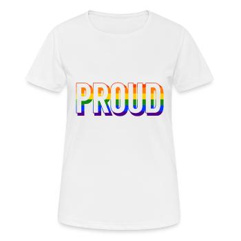 Proud LGBT Gay Pride CSD Regenbogen Stolz - T-shirt respirant Femme - blanc - Devant - AI Model Female 172 dark (172cm)