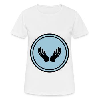 Icône d’icône de mains - T-shirt respirant Femme - blanc - Devant - AI Model Female 172 dark (172cm)