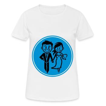 Jeunes mariés, Mariage, Mariée, Marié - T-shirt respirant Femme - blanc - Devant - AI Model Female 172 dark (172cm)
