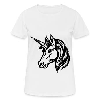 Einhorn Kopf - Frauen T-Shirt atmungsaktiv - Weiß - Vorne - AI Model Female 172 dark (172cm)