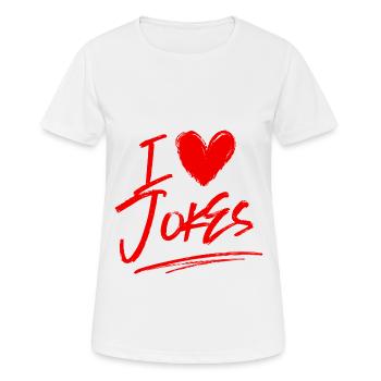 Ich liebe Witze - Frauen T-Shirt atmungsaktiv - Weiß - Vorne - AI Model Female 172 dark (172cm)