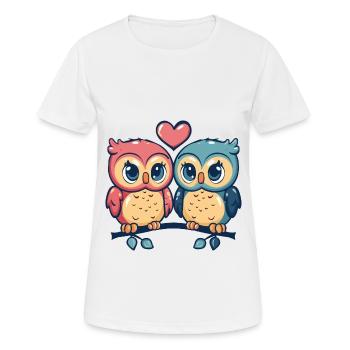 Eule Paar Paar Liebe Couple Verliebt - Frauen T-Shirt atmungsaktiv - Weiß - Vorne - AI Model Female 172 dark (172cm)
