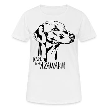Loved by an Azawakh Hundespruch Windhund Wilsigns - Frauen T-Shirt atmungsaktiv - Weiß - Vorne - AI Model Female 172 dark (172cm)