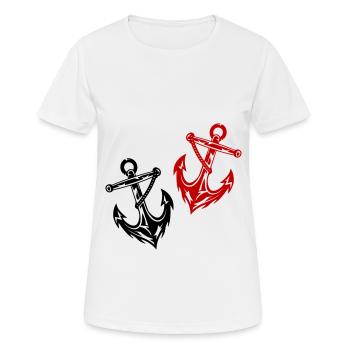 Anker Marine - Frauen T-Shirt atmungsaktiv - Weiß - Vorne - AI Model Female 172 dark (172cm)