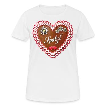 coeur Spatzl de pain d'épice - T-shirt respirant Femme - blanc - Devant - AI Model Female 172 dark (172cm)