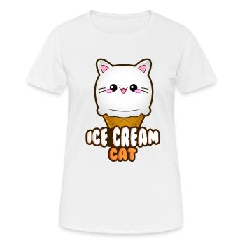 Ice Cream Cat Eiscreme Eis Katze Vanille Eiskugel - Frauen T-Shirt atmungsaktiv - Weiß - Vorne - AI Model Female 172 dark (172cm)