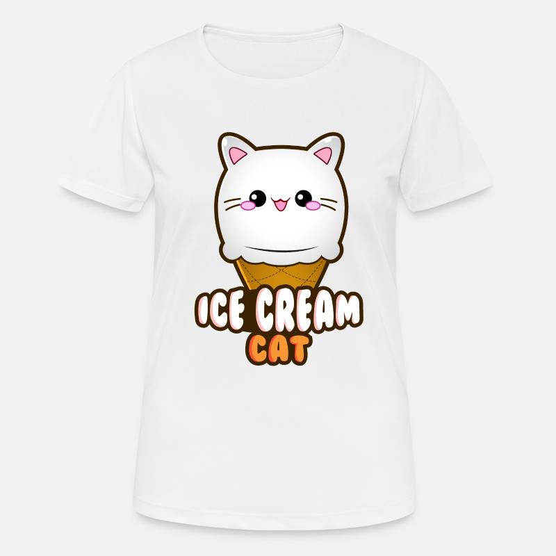 Ice Cream Cat Eiscreme Eis Katze Vanille Eiskugel - Frauen T-Shirt atmungsaktiv - Weiß