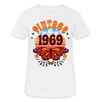 Papillon Année 1969 Femme 55 Ans Anniversaire - T-shirt respirant Femme - blanc - Devant - AI Model Female 172 dark (172cm)