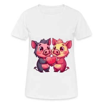 Cochons Couple Amour Semer Dans L’amour - T-shirt respirant Femme - blanc - Devant - AI Model Female 172 dark (172cm)
