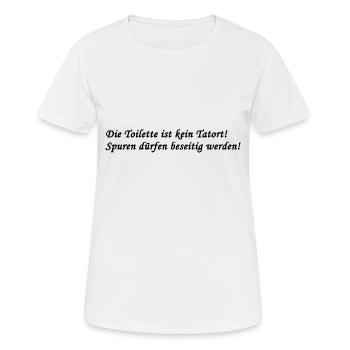 WC - Toiletten Tatort - Frauen T-Shirt atmungsaktiv - Weiß - Vorne - AI Model Female 172 dark (172cm)