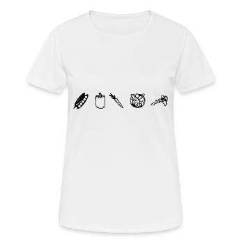 Veggies, Vegetarian, Vegan (cheap!) - T-shirt respirant Femme - blanc - Devant - AI Model Female 172 dark (172cm)