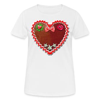 55 Lebkuchenherz Schatzi Dein eigener Text - Frauen T-Shirt atmungsaktiv - Weiß - Vorne - AI Model Female 172 dark (172cm)