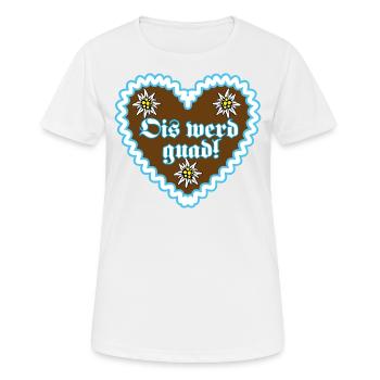 10 Lebkuchenherz Edelweiss Ois werd guad Bayern - Frauen T-Shirt atmungsaktiv - Weiß - Vorne - AI Model Female 172 dark (172cm)