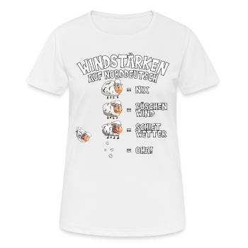 Schafe Windstärke Nix Shiet Wetter lustiges Schaf - Frauen T-Shirt atmungsaktiv - Weiß - Vorne - AI Model Female 172 dark (172cm)