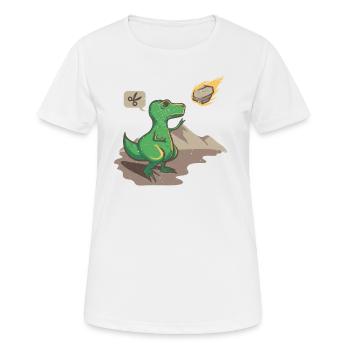 Dinosaur Asteroid World Stone Scissors Paper - T-shirt respirant Femme - blanc - Devant - AI Model Female 172 dark (172cm)